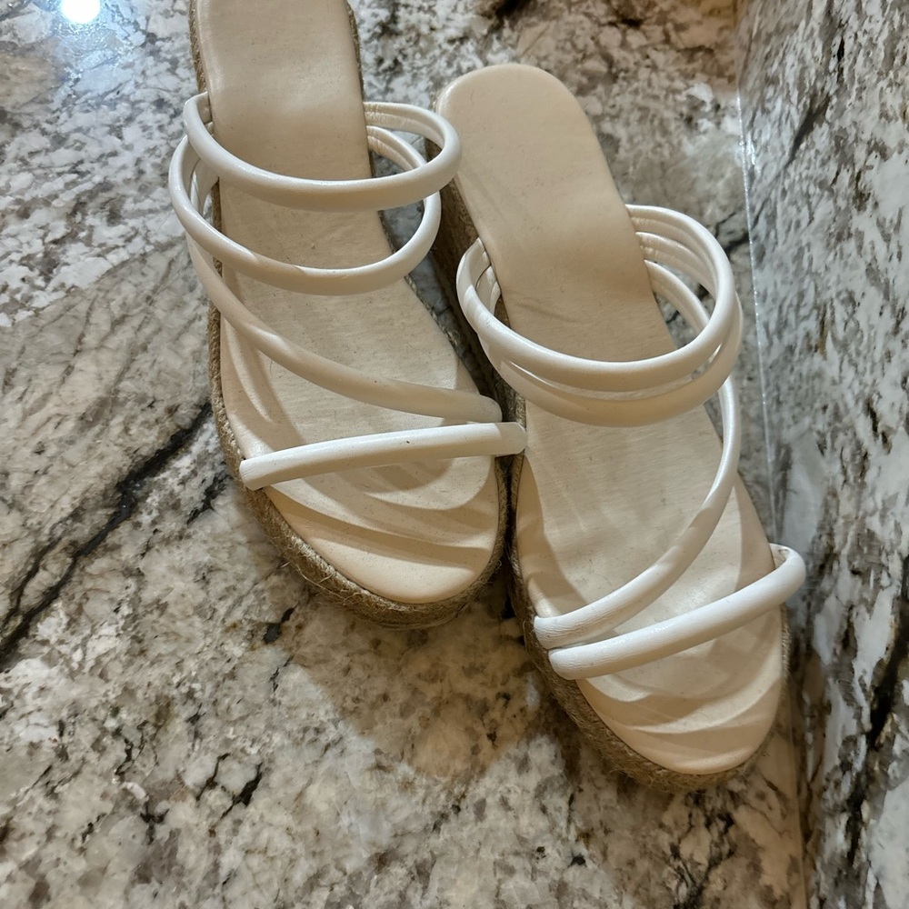 White and cream platform wedges